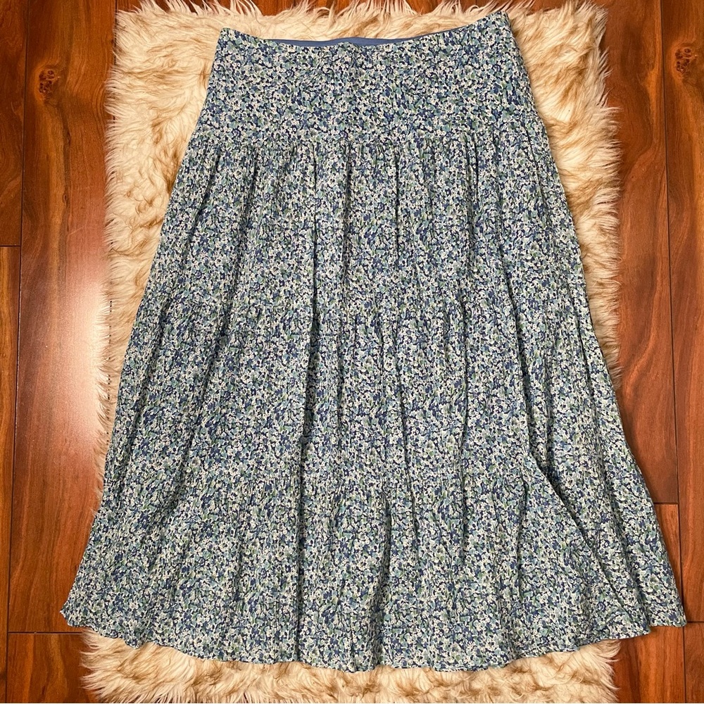 Chaps denim French floral midi skirt